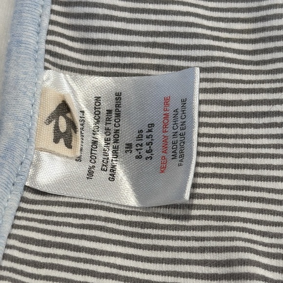 Snugababy Baby Blanket White gray striped blue Bears Reversible Cotton - Picture 3 of 8